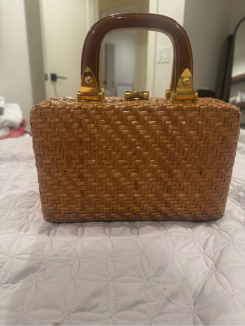 1960’s Sacha Vintage Woven Wicker Box Bag Italy RARE FIND!